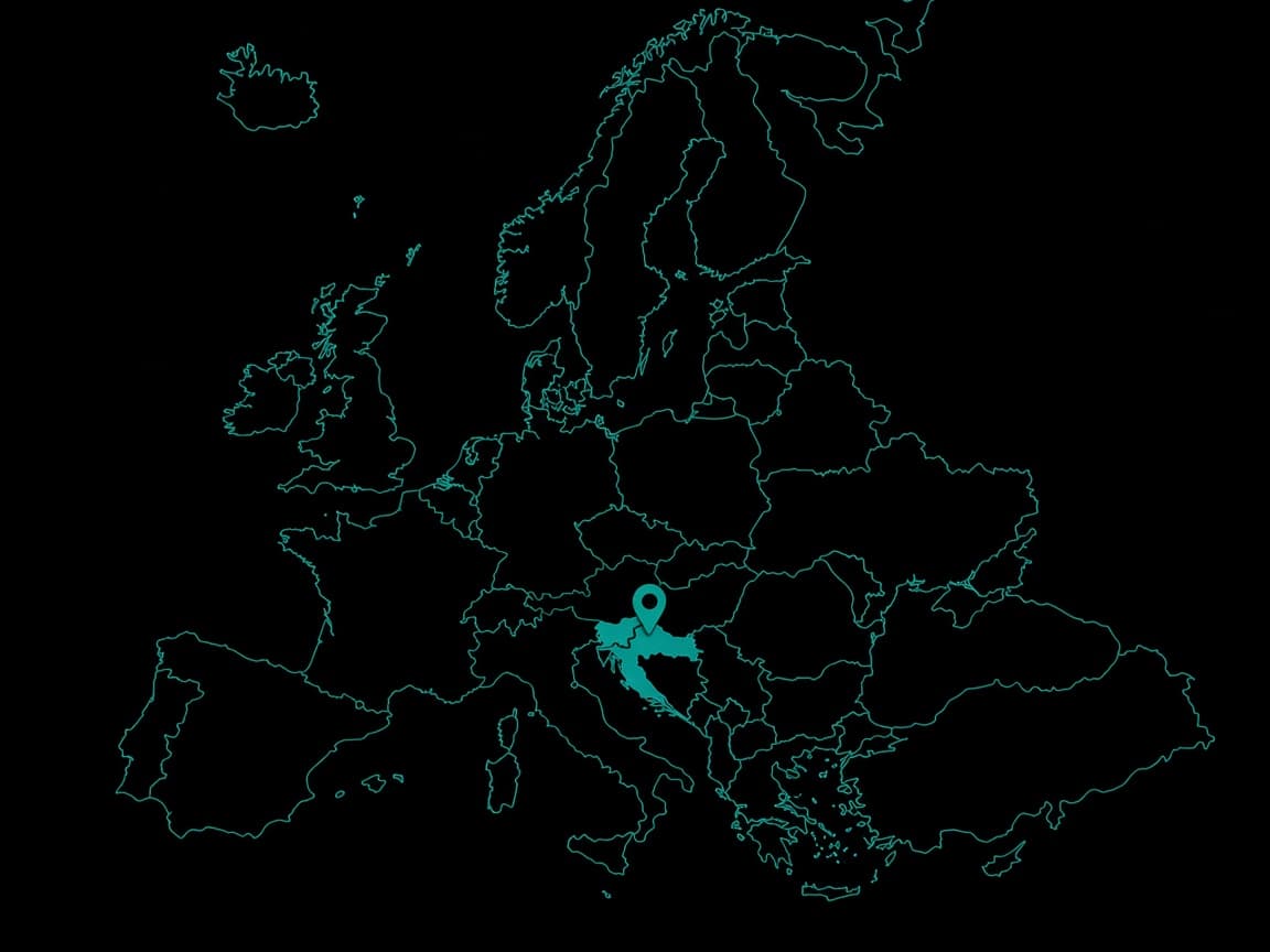 Europaumriss mit Pin on Kroatien