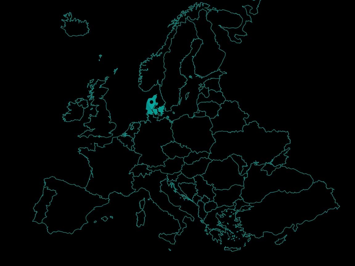 Europaumriss mit Pin on Dänemark