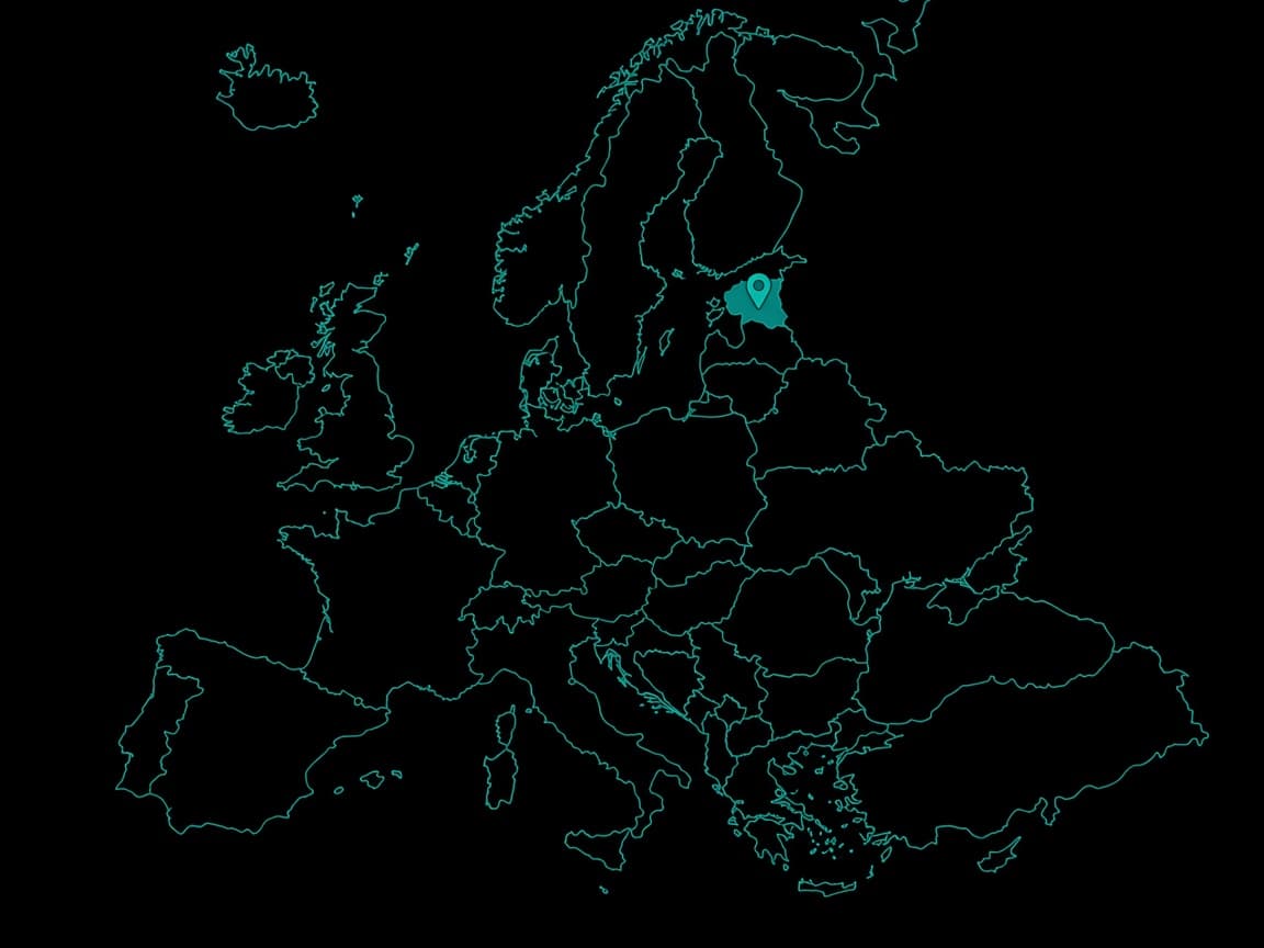 Europaumriss mit Pin on Estland