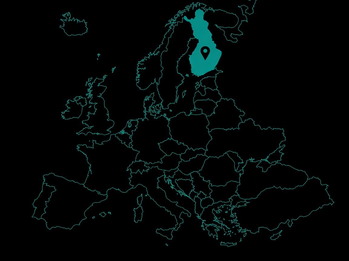 Europaumriss mit Pin on Finnland