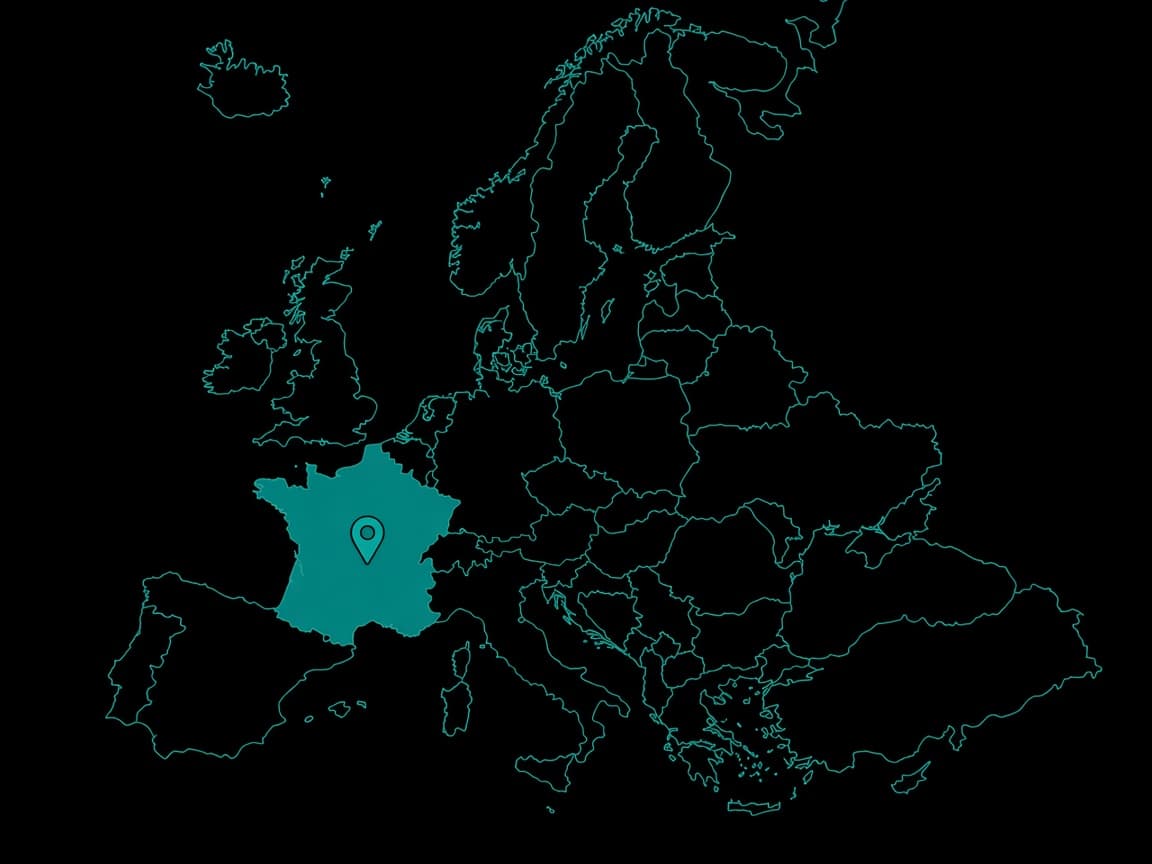 Europaumriss mit Pin on Frankreich