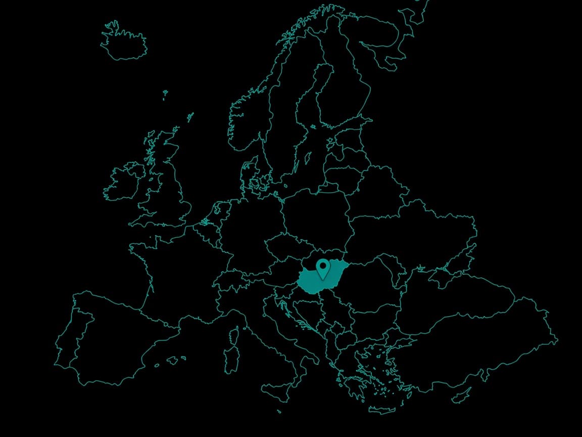 Europaumriss mit Pin on Ungarn