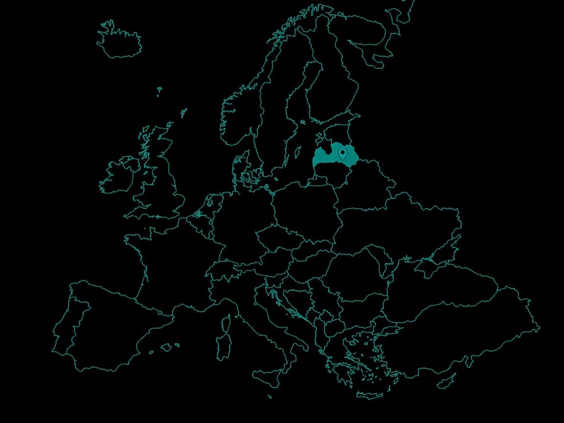 Europaumriss mit Pin on Lettland