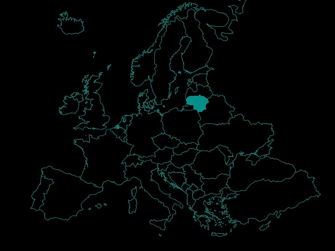 Europaumriss mit Pin on Litauen