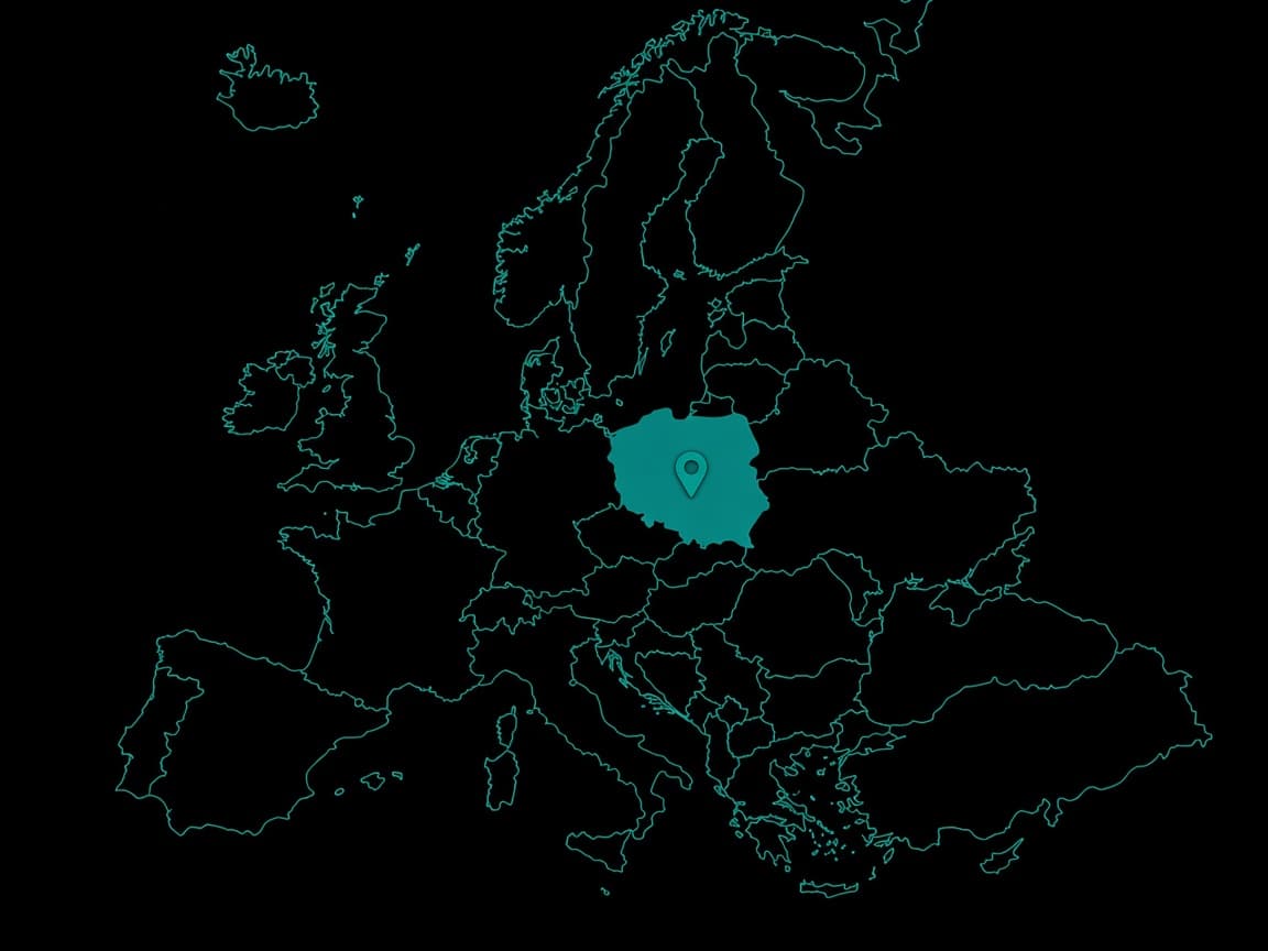 Europaumriss mit Pin on Polen