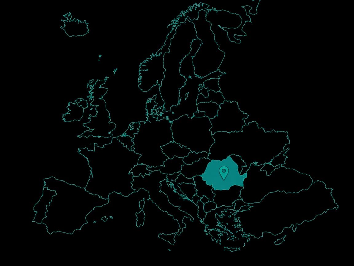 Europaumriss mit Pin on Rumänien