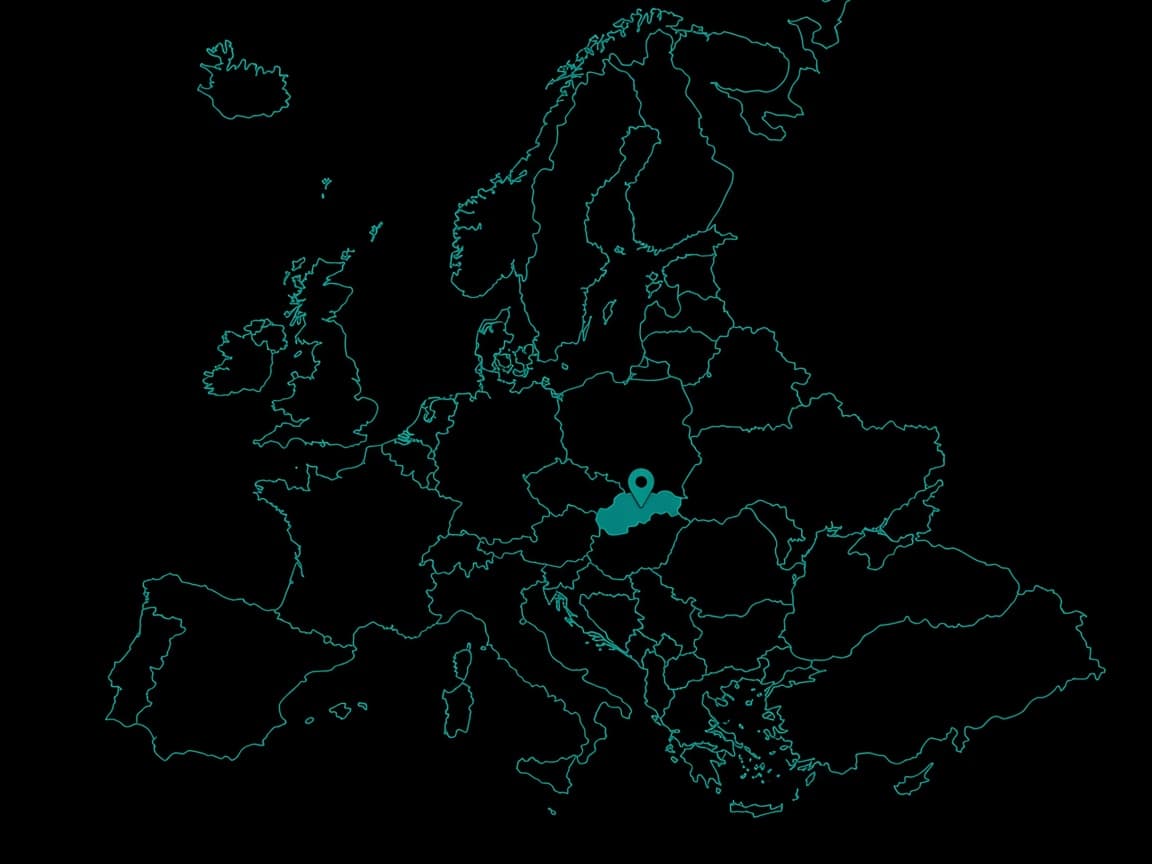 Europaumriss mit Pin on Slowakei