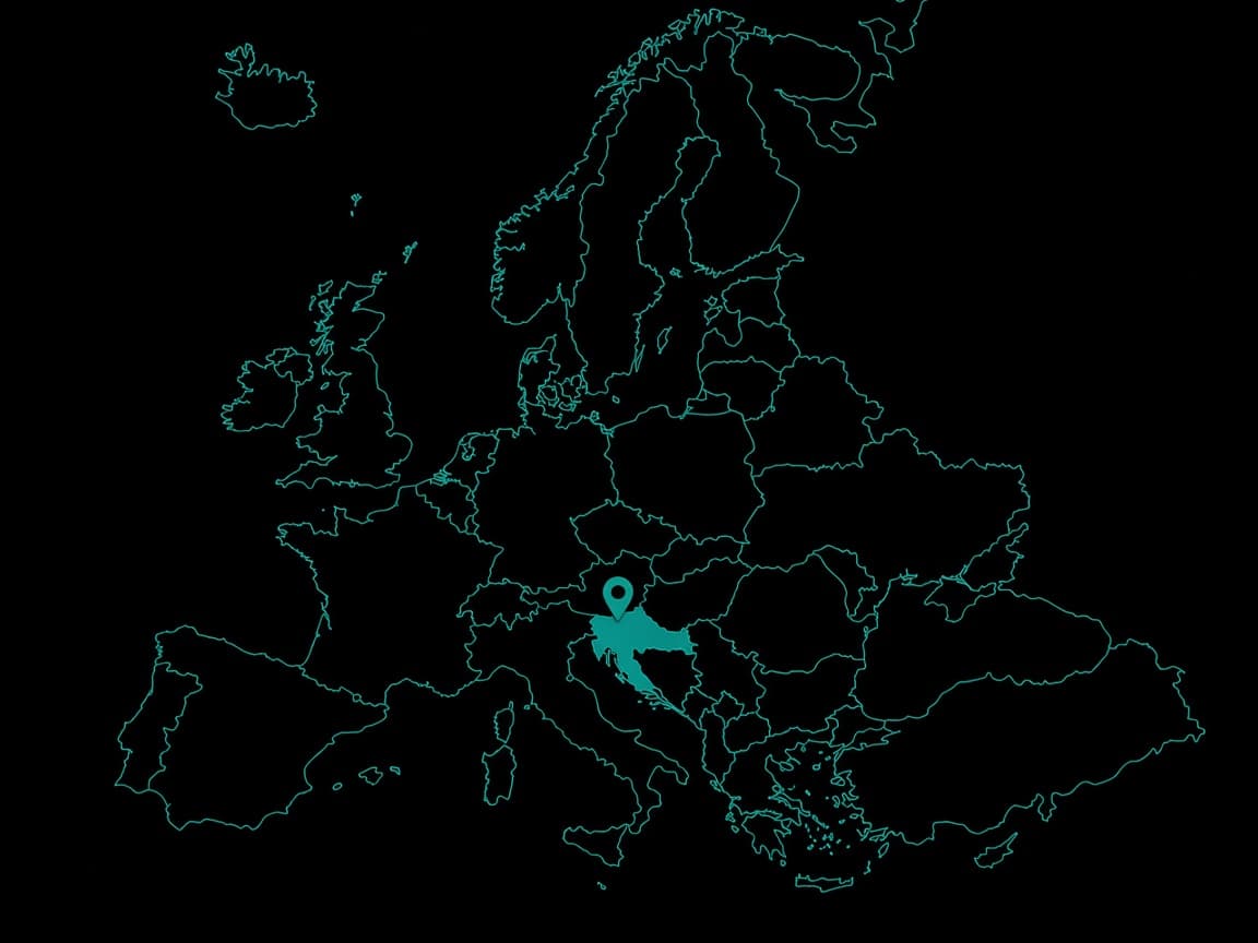 Europe outline with a pin on Slovenia