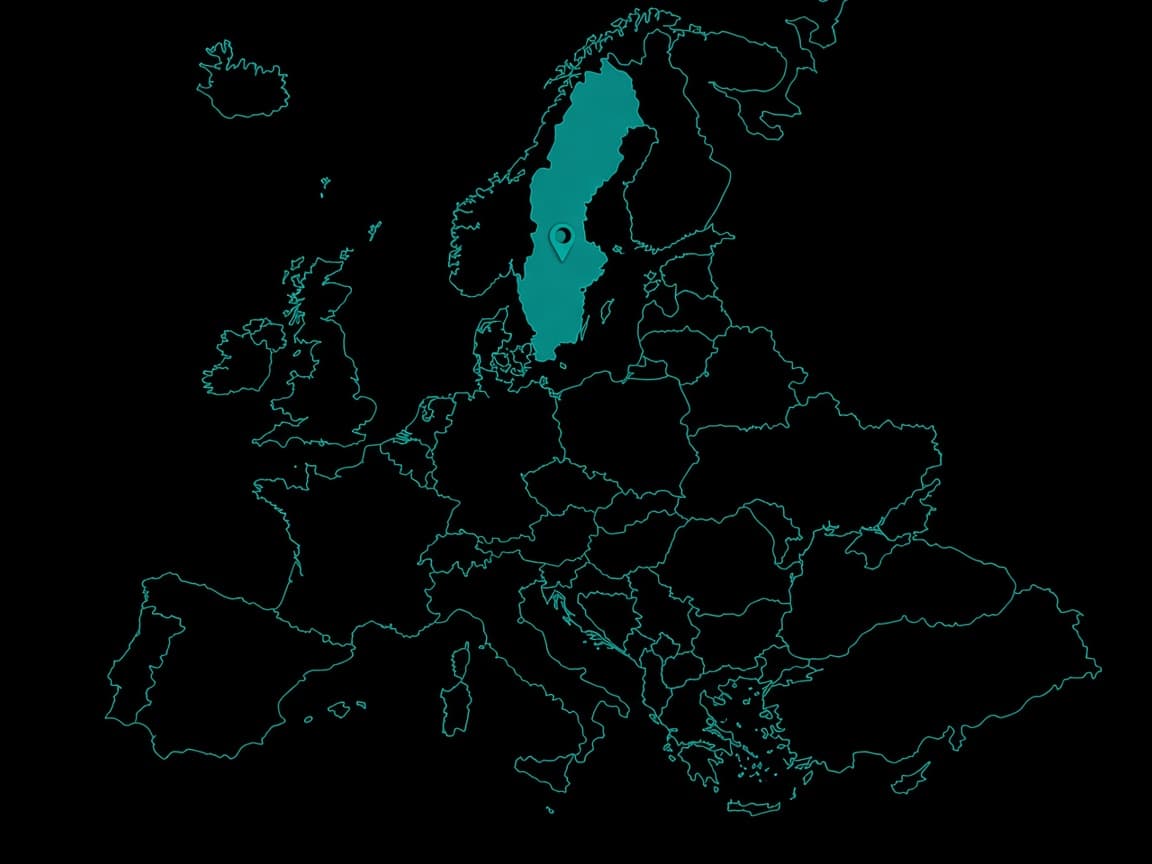 Europaumriss mit Pin on Schweden